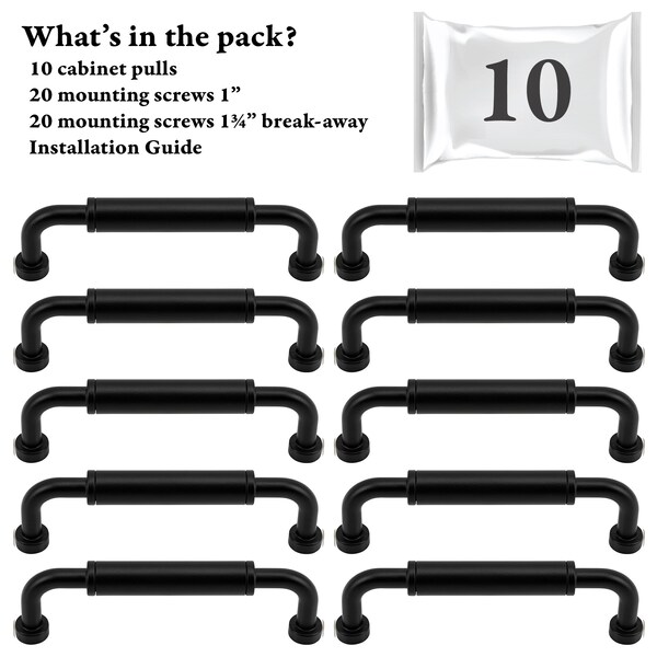 Designperfect 3 3/4'' Center-to-Center Barrel Pull, 10PK - DPA10T963BLK