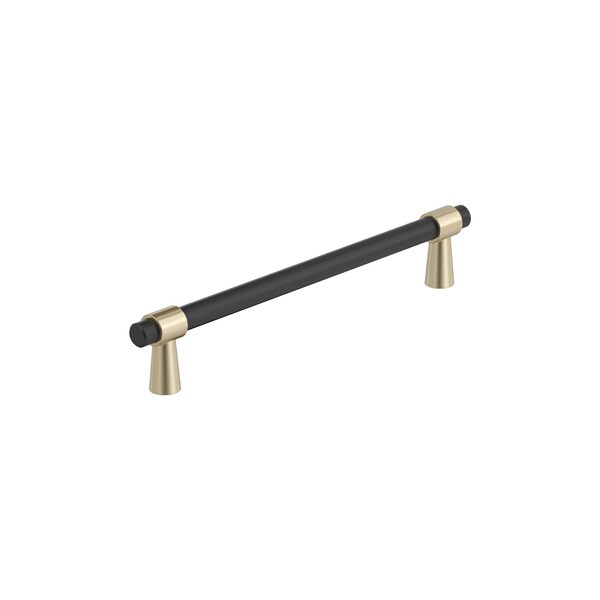 Amerock Mergence 6-5/16 inch 160mm Center-to-Center Matte Black/Golden Champagne Cabinet Pull - BP36860FBBBZ