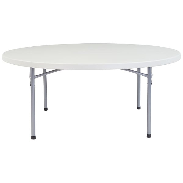National Public Seating Round Folding Table, 71" W, 29-1/2" H, Blow-molded plastic Top, Speckled Gray - BT-71R