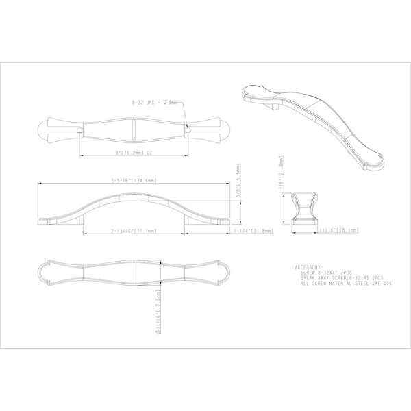 Elements By Hardware Resources 3" Center-to-Center Polished Chrome Gatsby Cabinet Pull - 3108PC