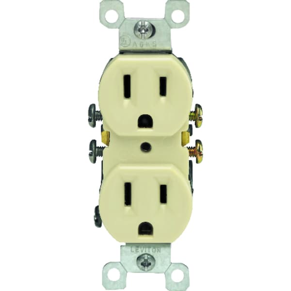 Leviton 15 amps 125 V Duplex Ivory Outlet 5-15R - 05320-ICP