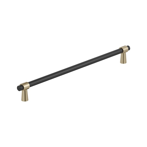 Amerock Mergence 12-5/8 inch 320mm Center-to-Center Matte Black/Golden Champagne Cabinet Pull - BP36983FBBBZ