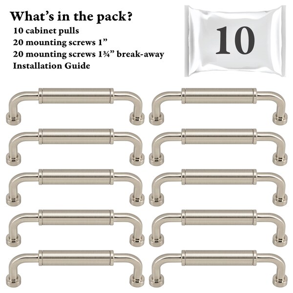Designperfect 3 3/4'' Center-to-Center Barrel Pull, 10PK - DPA10T963SNB