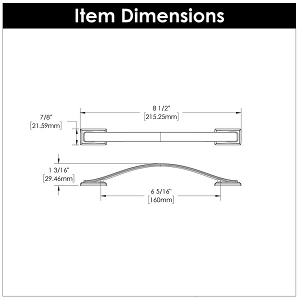 Hickory Hardware Dover Collection Pull 6-5/16 Inch 160mm Center to Center Brushed Golden Brass Finish - H078773BGB