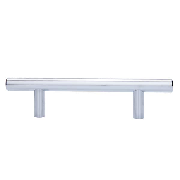 South Main Hardware Euro Bar Cabinet Handle (1/2" Diameter), 6.13" Length (3.75" Hole Center), Polished Chrome, 10PK - SH890-PC-10