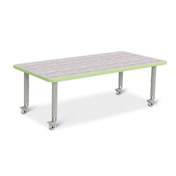 Jonti-Craft Berries Rectangle Activity Table, 30 in. x 60 in., Mobile, Driftwood Gray/Key Lime/Gray - 6408JCM451