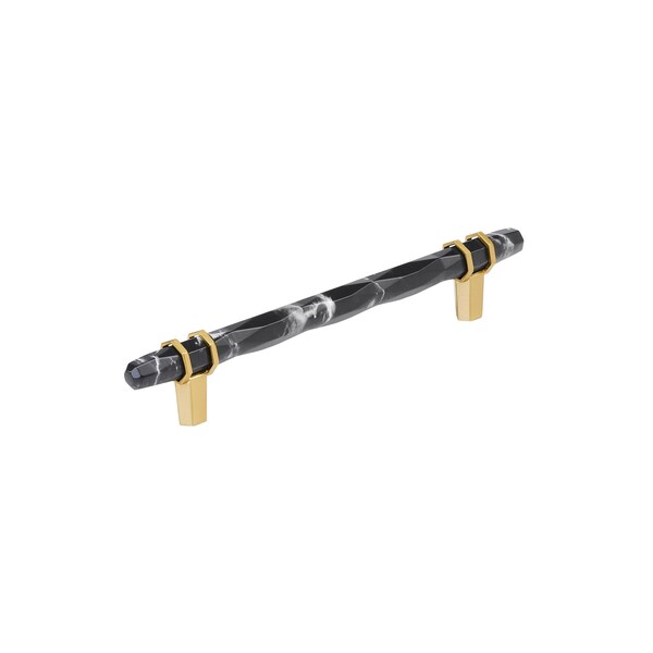 Amerock Carrione 6-5/16 inch 160mm Center-to-Center Marble Black/Champagne Bronze Cabinet Pull - BP36650MBKCZ