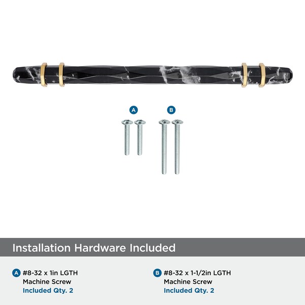 Amerock Carrione 6-5/16 inch 160mm Center-to-Center Marble Black/Champagne Bronze Cabinet Pull - BP36650MBKCZ