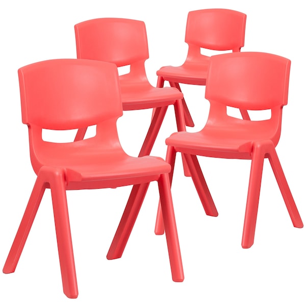 Flash Furniture Red Plastic Stackable School Chair with 15.5'' Seat Height, PK4 - 4-YU-YCX4-005-RED-GG