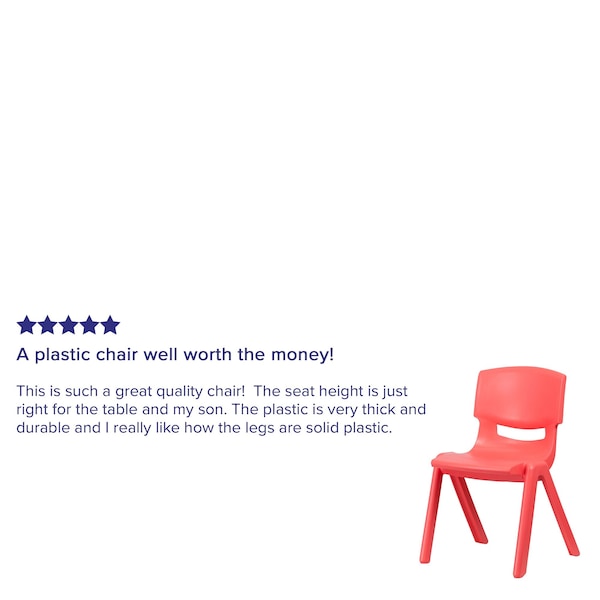 Flash Furniture Red Plastic Stackable School Chair with 15.5'' Seat Height, PK4 - 4-YU-YCX4-005-RED-GG