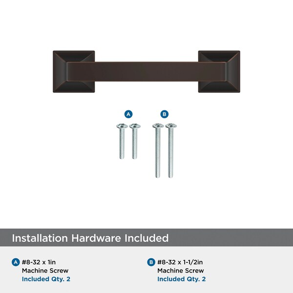 Amerock Ville 3 inch 76mm Center-to-Center Oil-Rubbed Bronze Cabinet Pull - BP36778ORB