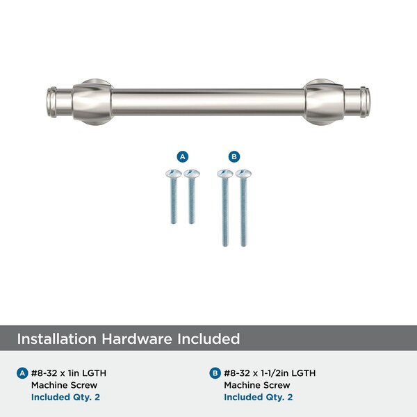 Amerock Winsome 3-3/4 inch 96mm Center-to-Center Polished Nickel Cabinet Pull - BP36766PN