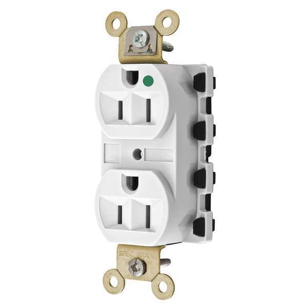 Hubbell Modular Receptacle, Duplex, 15A, 5-15R, 125V - SNAP8200WA