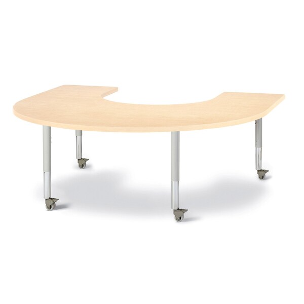 Jonti-Craft Berries Horseshoe Activity Table, 66 in. x 60 in., Mobile, Maple/Maple/Gray - 6445JCM251