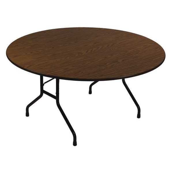 Correll Round Commerical Folding Utility Table, 48" Dia. W, 29" H, Melamine Laminate Top, Walnut - CF48MR-01