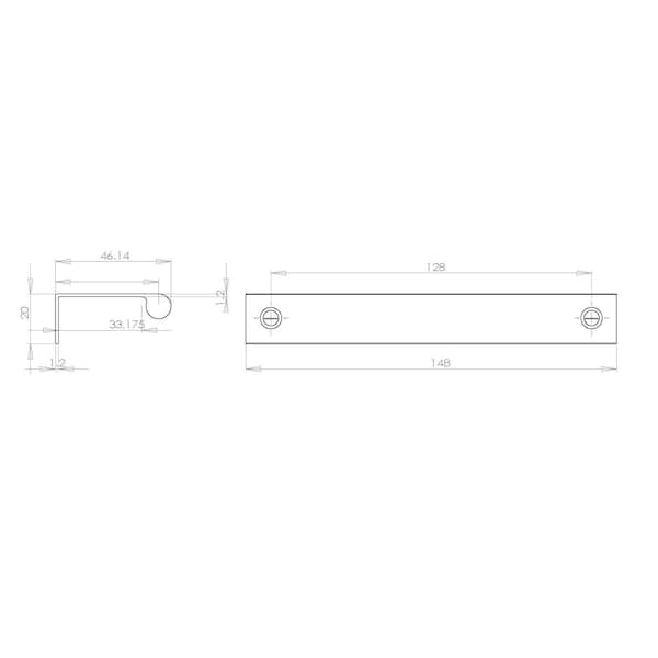 Richelieu 5 1/16-inch (128 mm) Center to Center Stainless Steel Contemporary Edge Pull - BP9696128170