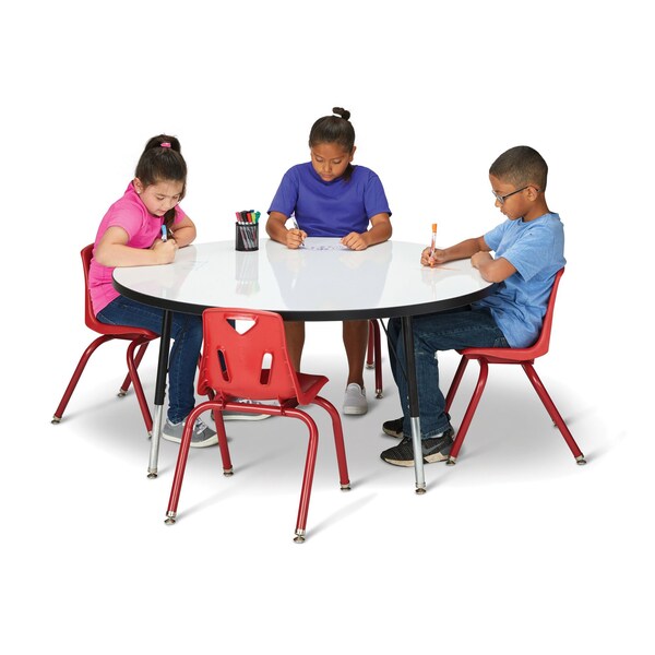 Jonti-Craft Berries Round Dry Erase Table, 48 in. Diameter, E-height, Write-n-Wipe/Black/Black - 6433JCE420
