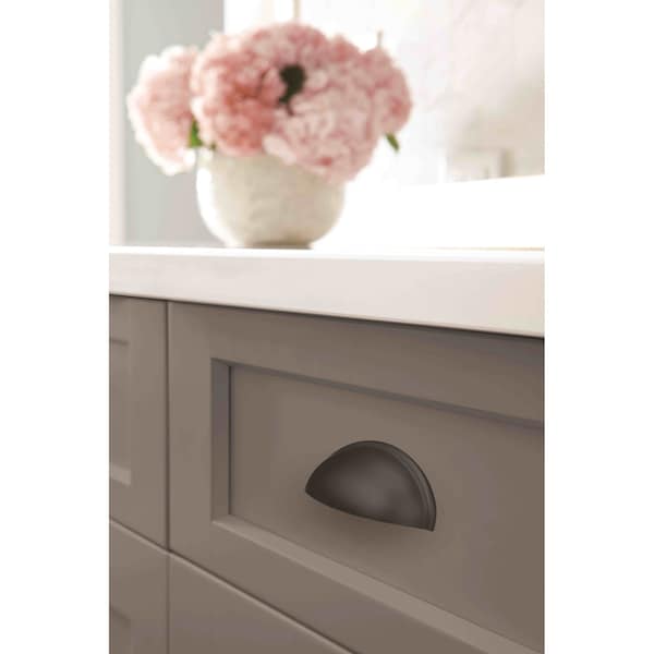 Amerock Ravino 3 in 76 mm Center-to-Center Matte Black Cabinet Cup Pull - BP22094FB