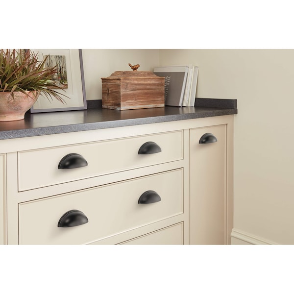 Amerock Ravino 3 in 76 mm Center-to-Center Matte Black Cabinet Cup Pull - BP22094FB