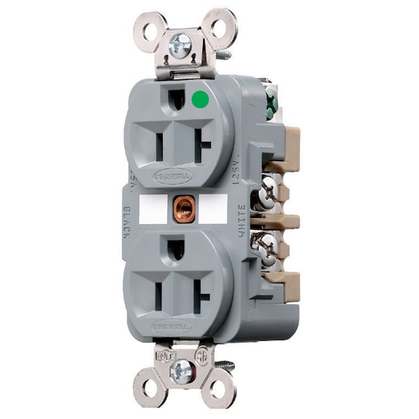 Hubbell 20A Duplex Receptacle 125VAC 5-20R GY - HBL8300GY
