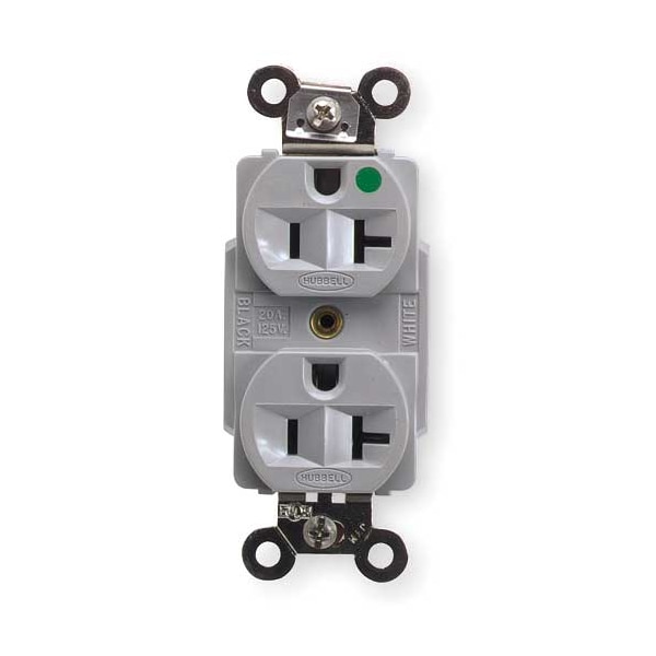 Hubbell 20A Duplex Receptacle 125VAC 5-20R GY - HBL8300GY
