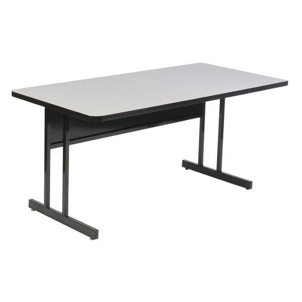 Correll Trapezoid Computer or Training Desk Height Work Station, 30" W, 60" L, 29" H, Gray Granite - WS3060TR-15
