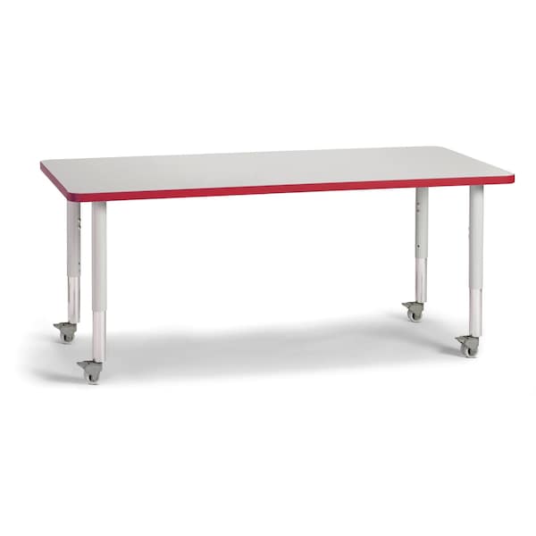 Jonti-Craft Berries Rectangle Activity Table, 30 in. x 60 in., Mobile, Freckled Gray/Red/Gray - 6408JCM008