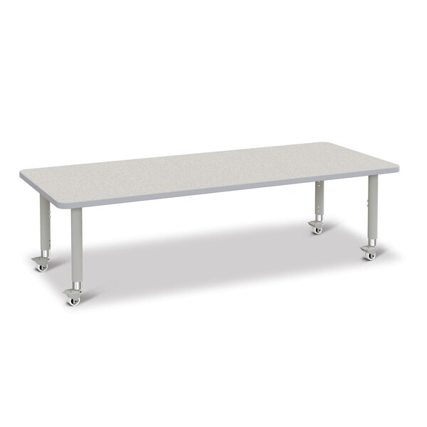 Jonti-Craft Berries Rectangle Activity Table, 30 in. x 72 in., Mobile, Freckled Gray/Gray/Gray - 6413JCM000