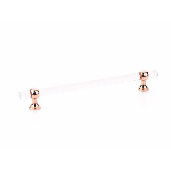 Schaub 8in Center to Center Lumiere Transitional Cabinet Pull Polished Rose Gold Finish - 418-PRG