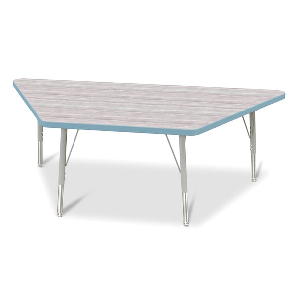 Jonti-Craft Berries Trapezoid Activity Table, 30 in. x 60 in., E-height, Driftwood Gray/Coastal Blue/Gray - 6443JCE452
