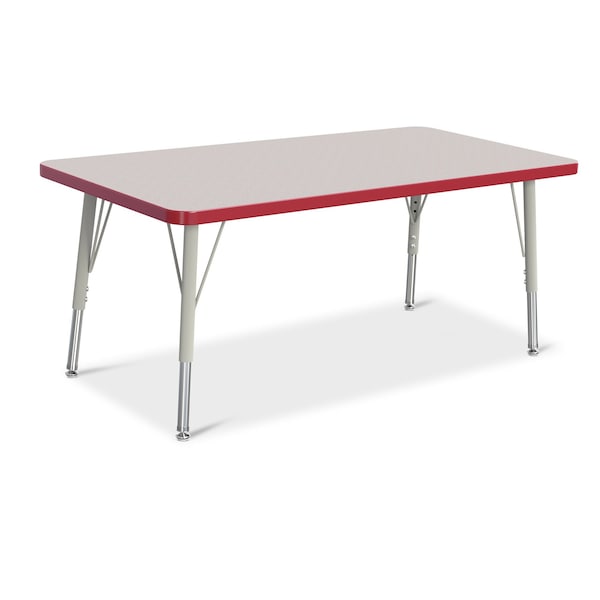 Jonti-Craft Berries Rectangle Activity Table, 24 in. x 48 in., E-height, Freckled Gray/Red/Gray - 6403JCE008
