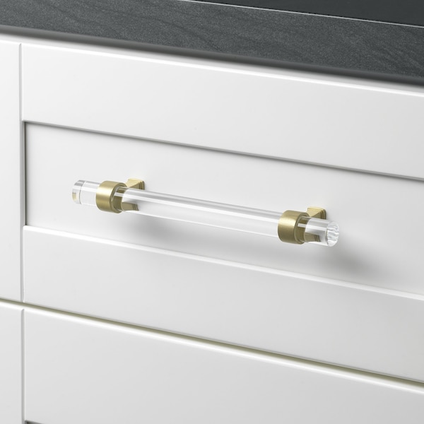 Gliderite Hardware 6-1/4 in. Center to Center Clear Acrylic Cabinet Pull Satin Gold, 5PK - 4718-160-SG-5