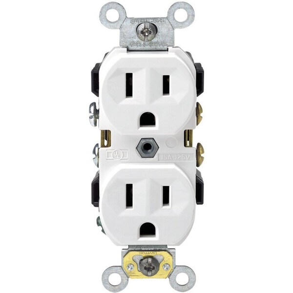 Leviton 15 amps 125 V Duplex White Outlet 5-15R - 0CR15-0WS