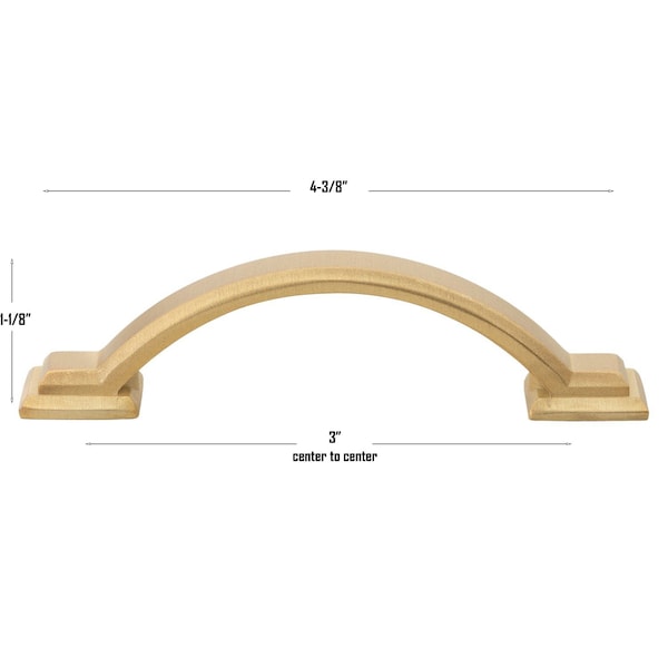 Gliderite Hardware 3 in. Center to Center Satin Gold Arched Square Cabinet Pull - 4355-SG, 5PK - 4355-SG-5