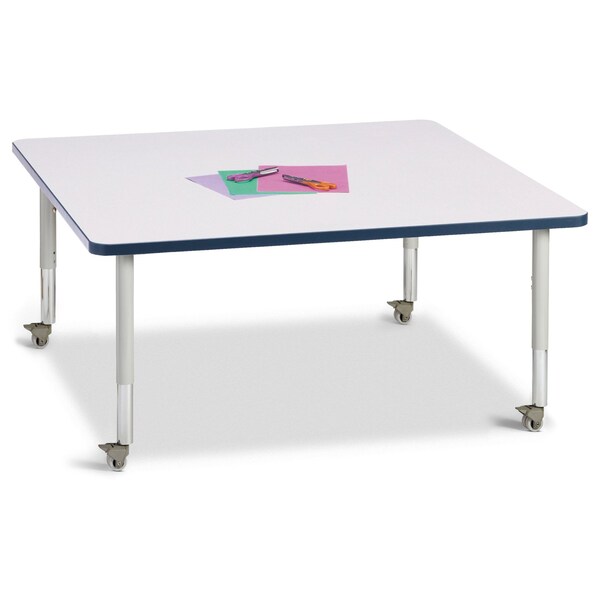 Jonti-Craft Berries Square Activity Table, 48 in. x 48 in., Mobile, Freckled Gray/Navy/Gray - 6418JCM112
