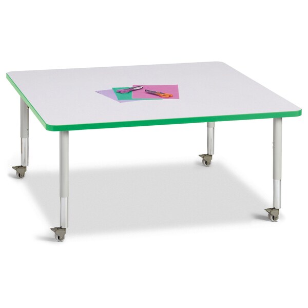 Jonti-Craft Berries Square Activity Table, 48 in. x 48 in., Mobile, Freckled Gray/Green/Gray - 6418JCM119
