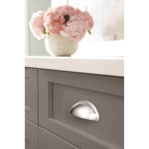 Amerock Ravino 3 in 76 mm Center-to-Center Polished Chrome Cabinet Cup Pull - BP2209426