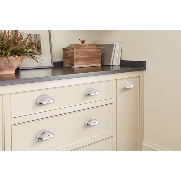 Amerock Ravino 3 in 76 mm Center-to-Center Polished Chrome Cabinet Cup Pull - BP2209426