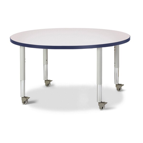 Jonti-Craft Berries Round Activity Table, 42 in. Diameter, Mobile, Freckled Gray/Navy/Gray - 6468JCM112