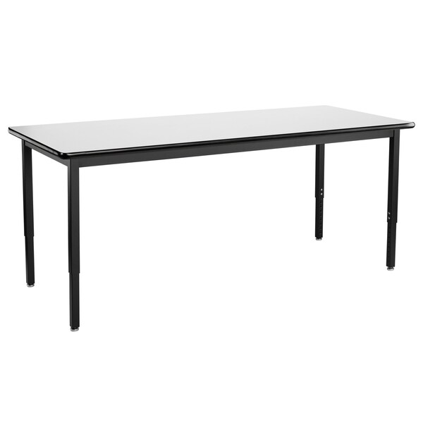 National Public Seating Rectangle Utility Table, Height Adjustable, 30" x 7, 30 W, 72 L, 22-37 H, Whiteboard - 1.25" Top - HDT3-3072W