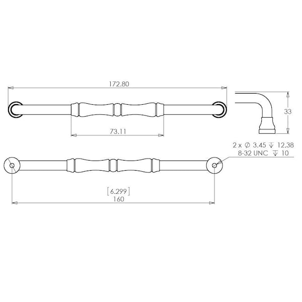 Richelieu 6-5/16 in. (160 mm) Center-to-Center Antique Nickel Traditional Drawer Pull - BP740160143
