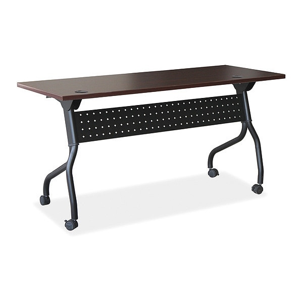 Lorell Rectangle Lorell Mahogany Flip Top Training Table, 23.6 W, 48 L, 29.5 H, Melamine Top, Mahogany - LLR59518