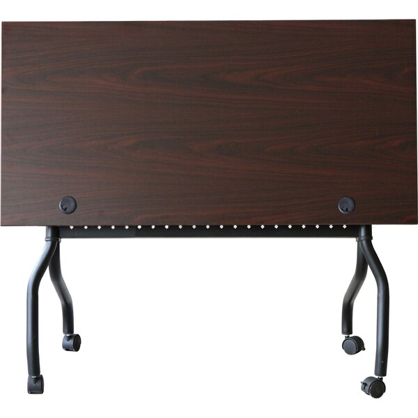 Lorell Rectangle Lorell Mahogany Flip Top Training Table, 23.6 W, 48 L, 29.5 H, Melamine Top, Mahogany - LLR59518