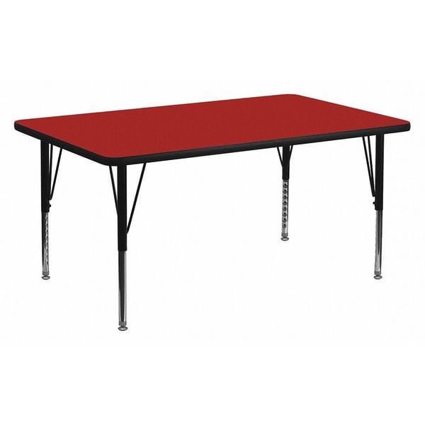 Flash Furniture Rectangle Activity Table, 24" W, 48" L, 25.125" H, Laminate, Red - XU-A2448-REC-RED-T-P-GG