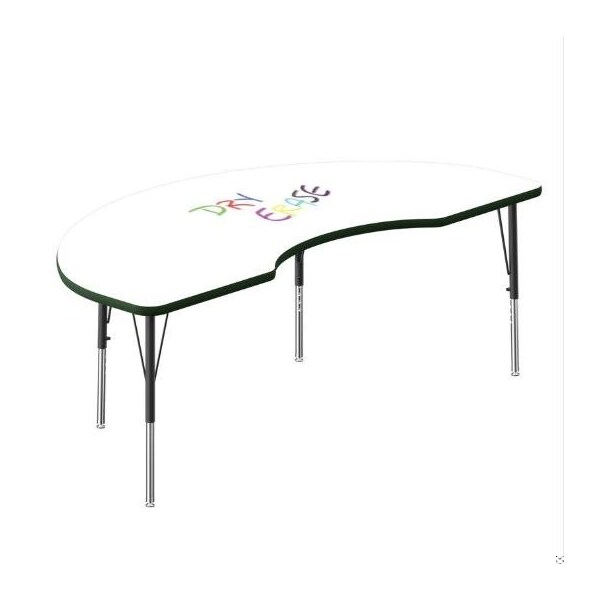 Correll Kidney Dry Erase Activity Table, 72 in W, 36 in L, 19 in to 29 in H, Particleboard, Frosty White - A3672DE-KID-80-09-39