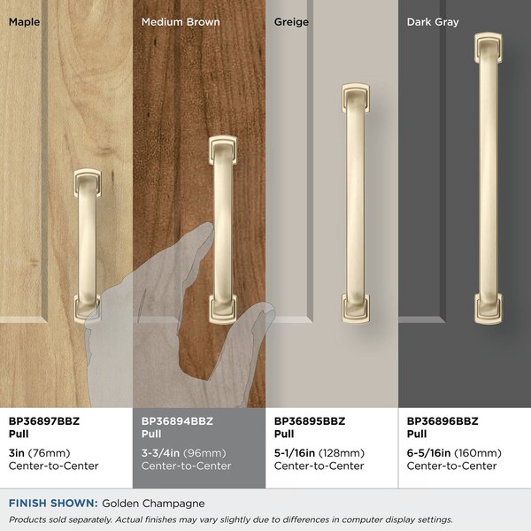 Amerock Surpass 3-3/4 inch 96mm Center-to-Center Golden Champagne Cabinet Pull - BP36894BBZ