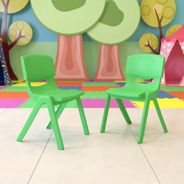 Flash Furniture Green Plastic Stackable School Chair with 15.5" Seat Height, PK2 - 2-YU-YCX-005-GREEN-GG