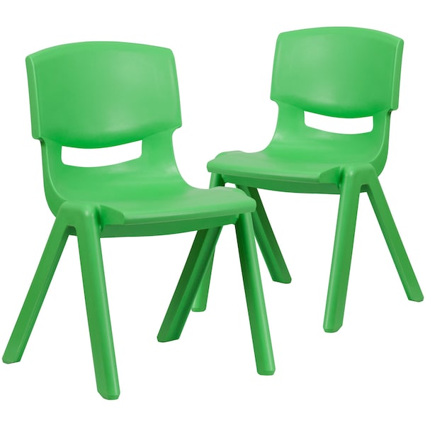 Flash Furniture Green Plastic Stackable School Chair with 15.5" Seat Height, PK2 - 2-YU-YCX-005-GREEN-GG