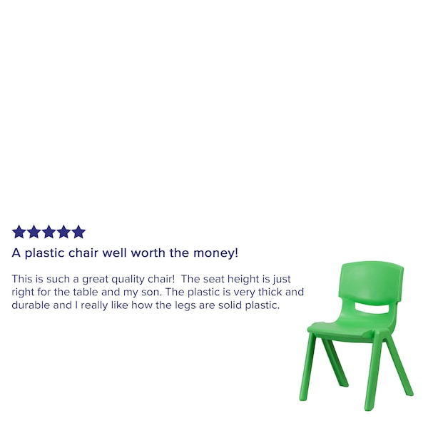 Flash Furniture Green Plastic Stackable School Chair with 15.5" Seat Height, PK2 - 2-YU-YCX-005-GREEN-GG