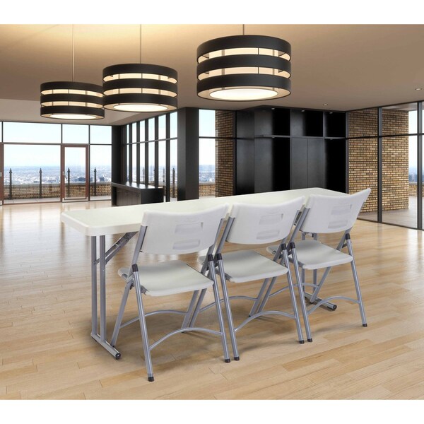 National Public Seating Rectangle Seminar Table, 18" W, 72" L, 29-1/2" H, Blow-molded plastic Top, Speckled Gray - BT1872